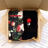 Viola Design 6PCS Gift Box Floral Solid Cotton Sock Tie Sets Clip Pin Cufflinks Hankie Men Wedding Party Daily Cravat Accessory