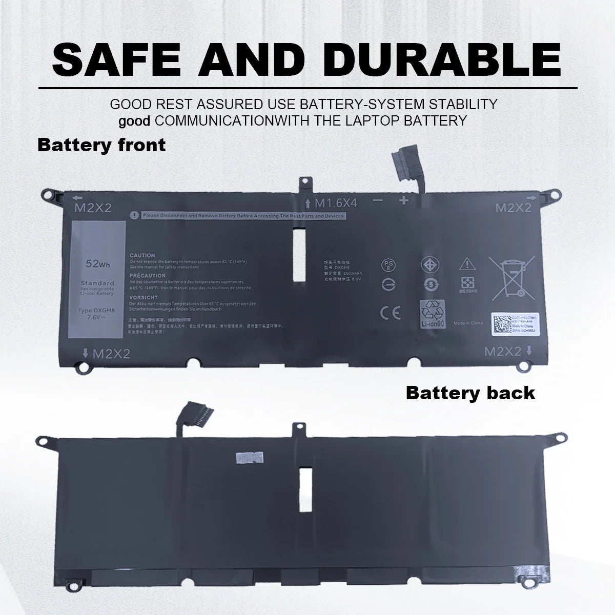 DXGH8 Laptop Battery For Dell XPS 13 9380 9370 7390 For Dell Inspiron 7390 2-in-1 7490 G8VCF H754V 0H754V P82G