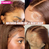 MARRYU Chocolate Brown HD Lace Frontal Wig Malaysia Straight Human Hair Wigs Colored Human Hair Wig 13x4 Lace Frontal Wig