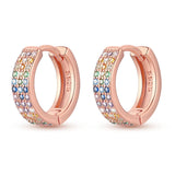 Rose Gold Hoop Earrings For Women 925 Silver Original Pave CZ Heart Ciecle Star Moon U Shape Earrings Luxury Wedding Jewelry