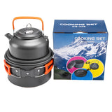 Camping Cookware Set Aluminum 2-8 Person Portable Outdoor Tableware Cookset Cooking Kit Pan Bowl Kettle Pot Hiking BBQ Picnic