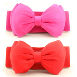 New Fashion Women Bowknot Cummerbunds Elastic Bow Wide Stretch Bukle Waistband Belt Girl Dress Accessories Waist Belts