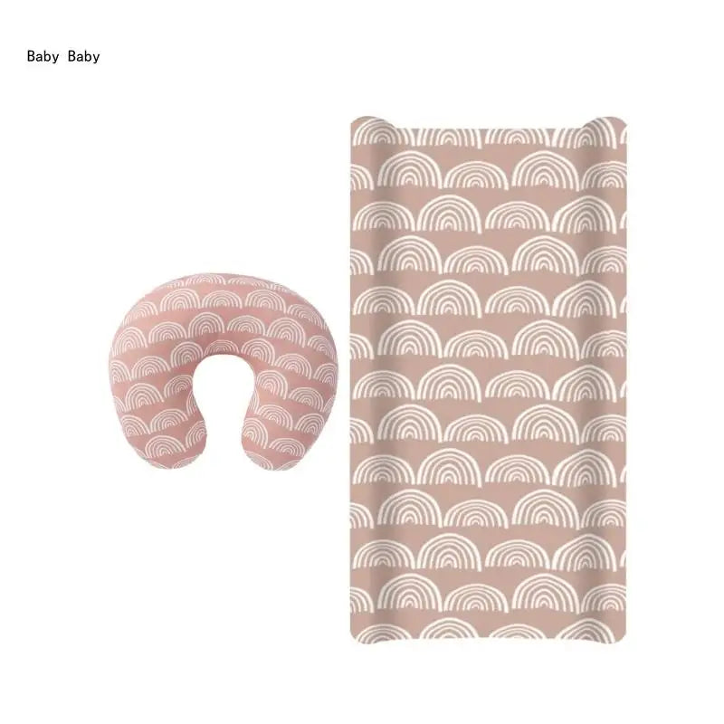 2pcs Printed Nursing Pillow Case Diaper Changing Pad Cover Set for Newborns Comfortable Baby Nappy Changing Mat Sleeve