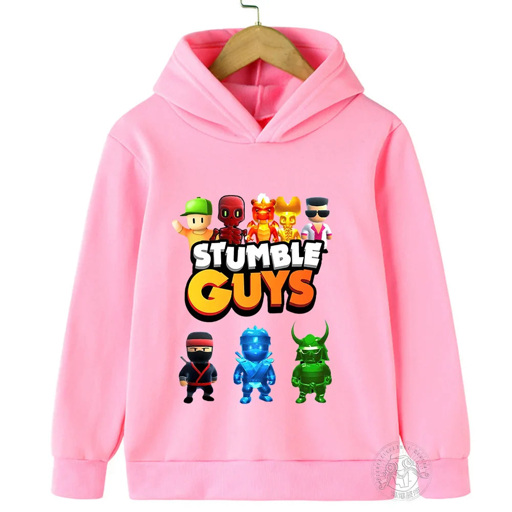 Kids Anime Stumble Guys Hooded Sweatshirts Long Sleeve Pullover Boys Girls Game Print Hoodies Stumble Guys Children Hoodie Tops