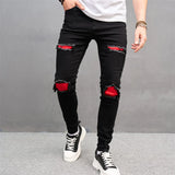 New Men Streetwear Ripped Slim Patch Stylish Jeans Trousers Male Holes Casual Denim Pants