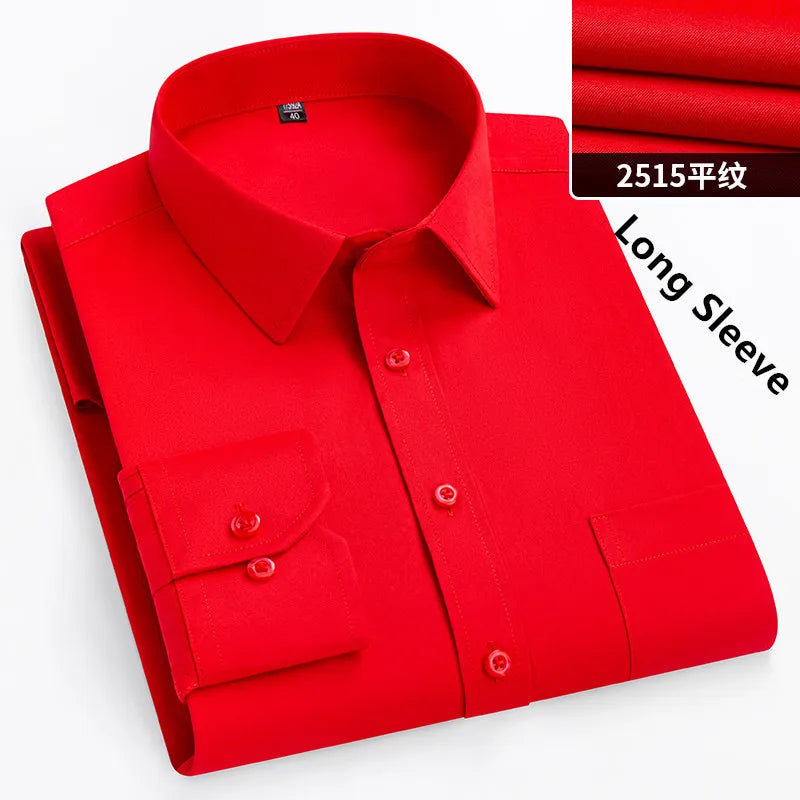 Plus Size 7XL 8XL 9XL 10XL 11XL Men's Dress Shirt Causal Twill Plain Social Basic Office Patchwork Blue Red Black Larger 160KG