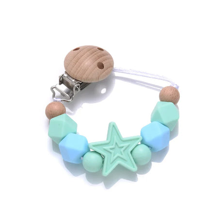 Baby Pentagram Silicone Beads Pacifier Chain Wooden Teether Soothe Nipple Clip For Nursing Chew Toys Gifts Dummy Holder Chain