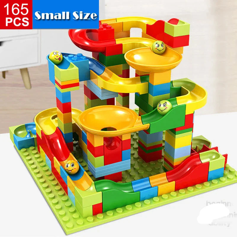 165/330pcs Small Size Marble Race Run Blocks DIY Construction Building Blocks Funnel Slide Blocks Educational Toys For Children