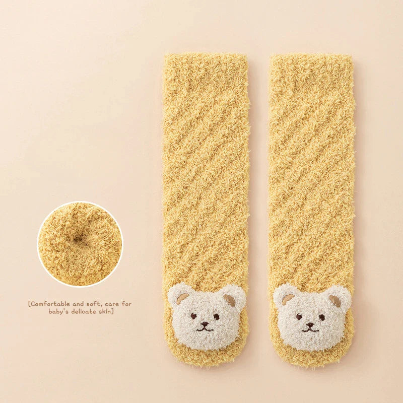 Newborn Baby Socks Cute Bear Socks Infant Kid Cotton Toddlers Leg Warmers Knee Soft Velvet Long Baby Socks for Girls Boy