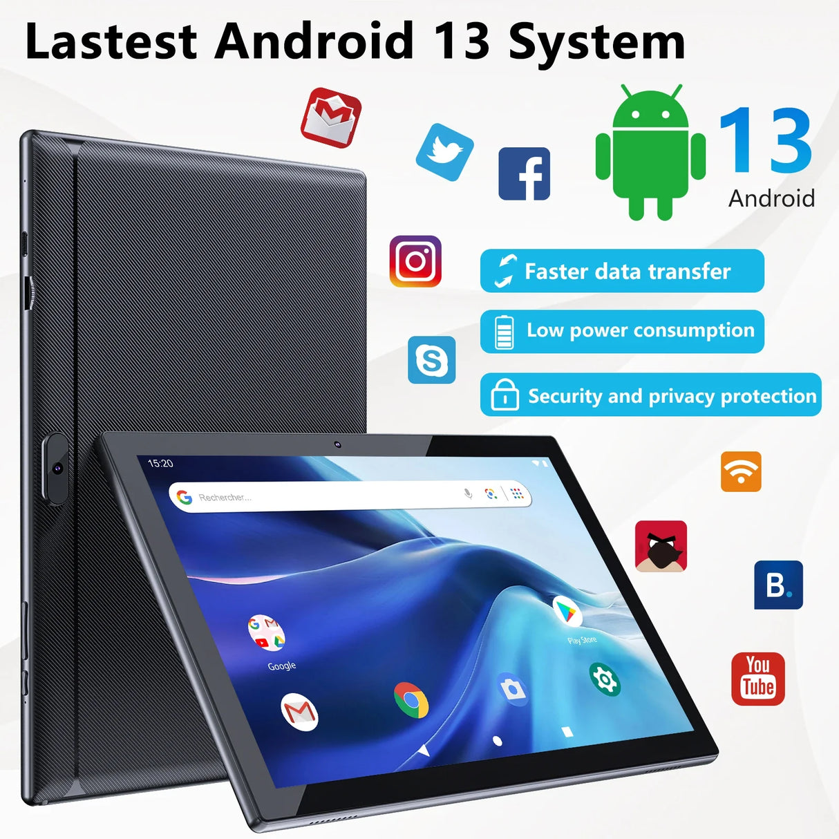 2023 Newest Android 13 Tablet 10 Inch, 12GB RAM+128GB ROM/1TB Expandable Tablet PC, 2 in 1 Tablets with Keyboard, Quad-Core 2.0G