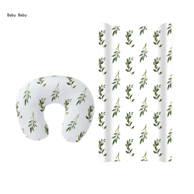 2pcs Printed Nursing Pillow Case Diaper Changing Pad Cover Set for Newborns Comfortable Baby Nappy Changing Mat Sleeve