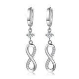 Trendy Female Wedding Jewelry 925 Sterling Silver Needle 8-shaped Infinity Zircon Earrings For Women Long Tassel Earrings Gift