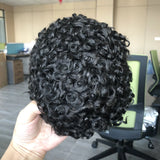 Undetectable Afo Man Jet Black 18mm Curly Micro Skin Base Men Toupee Natural Hairline Man's Curly Human Hair Prosthesis System