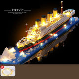 Titanic ship model children's toys birthday gift assembly building block plastic block with lamp toy Titanic building block toy