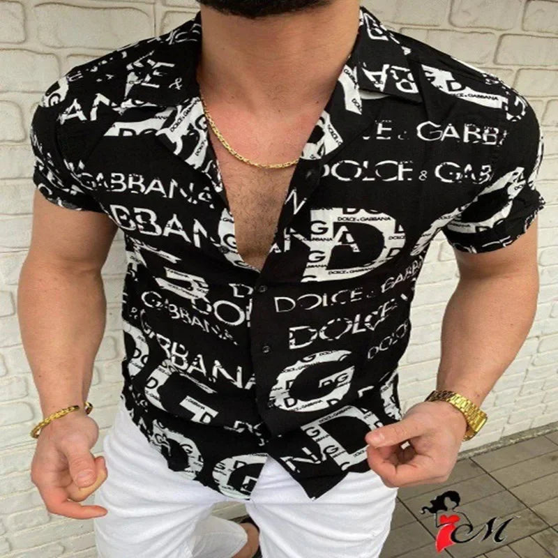 European and American Brand Hawaiian Men's Printed Short Sleeved Shirt, Loose and Breathable Oversized Top, Summer Clothing