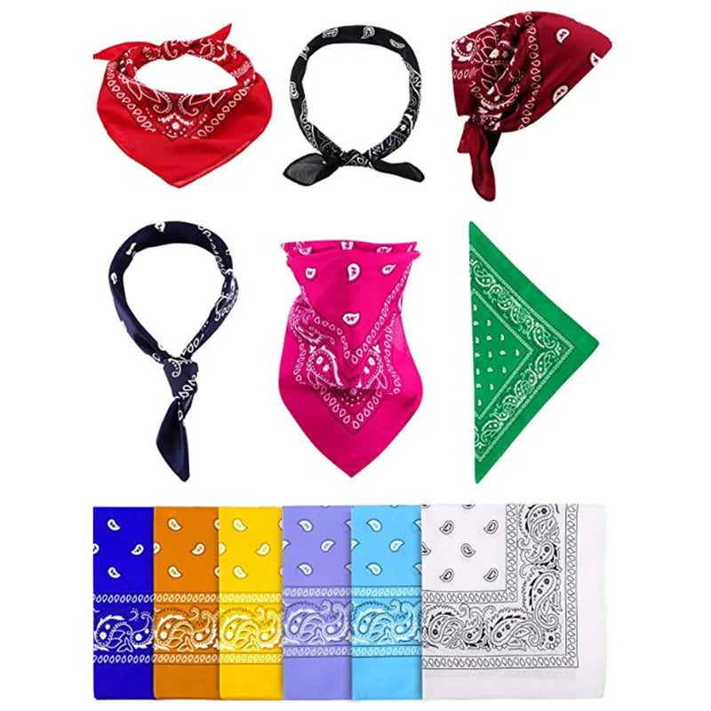 Fashion Bandana Kerchief Head Square Scarves Print Handkerchief Woman Man Hair Band Neck Scarf Sports Headwear Wrap Head Scarf