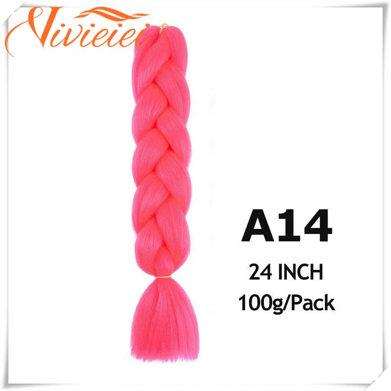 6 Pcs 24” Synthetic Braiding Hair Pink Jumbo Braids Hairstyles Purple Blue Blonde Ombre Hair Extensions For Women 100G/Pack