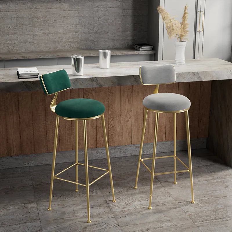 Nordic Bar Chair Light Luxury Home Golden Bar Stool Modern Simple High Chair Chair Back Bar Stool Balcony Restaurant Furniture