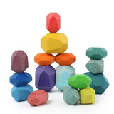 Rainbow Building Block Stacker Stone Shaped Stacking Balancing Games Wooden Toys Montessori Educational Kids Baby Toys Gifts