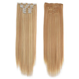 Synthetic Clip in Hair Extensions 6 Pcs/Set 16 Clips Long Straight Hairpieces Clip On Hair Extension for Women Blonde