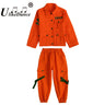 Kids Jazz Costumes Orange Long Sleeve Jacket Pants Girls Street Dance Clothes Boy Hip Hop Outfits Children Modern Dancewear Kpop