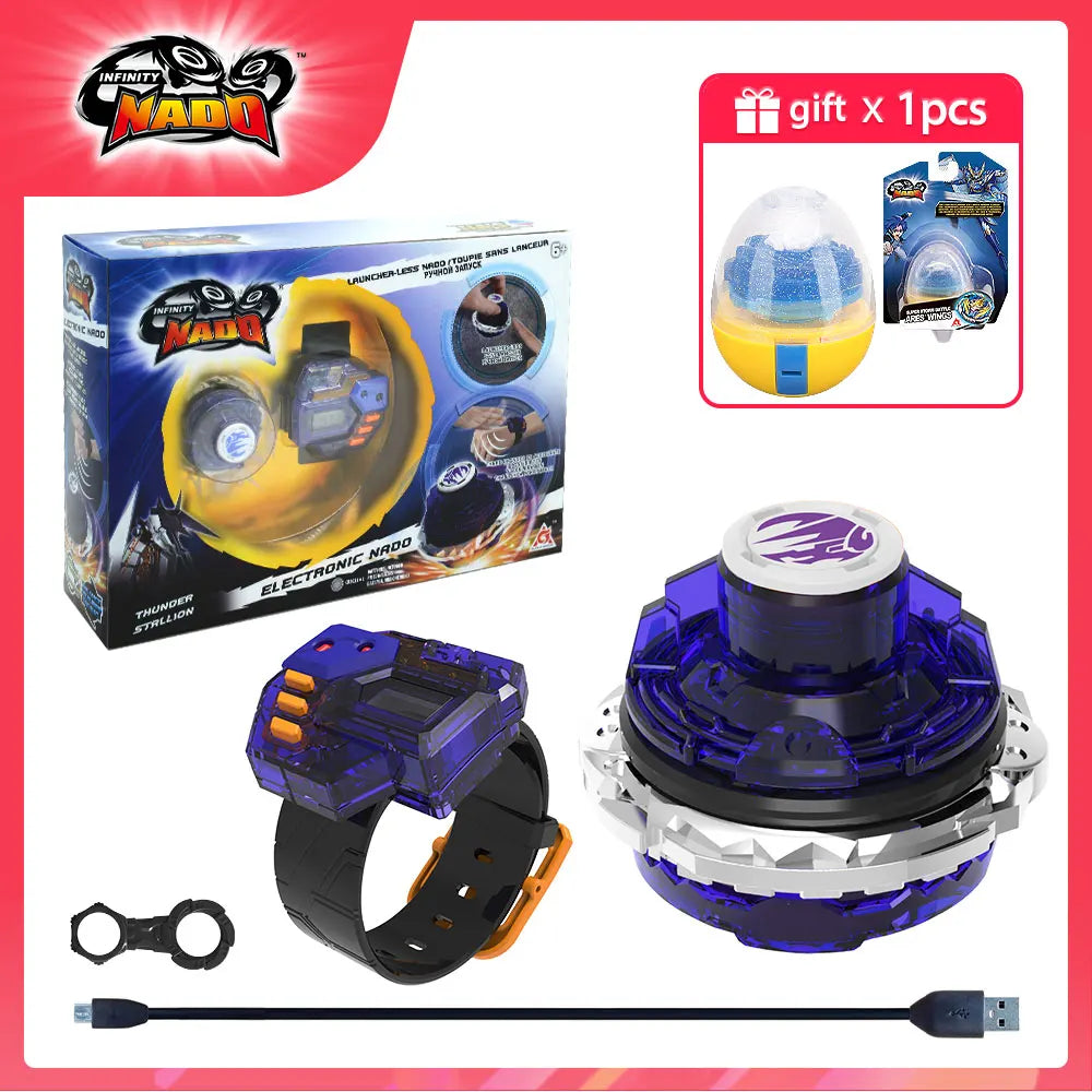 Infinity Nado 3 Original Electronic Thunder Stallion & Controller Set Metal Ring Battle Gyro Auto-Spin Spinning Tops Kids Toys