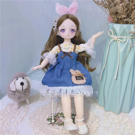 BJD Girl Dolls 30cm Kawaii 6 Points Joint Movable Dolls With Fashion Clothes Soft Hair Dress Up Girl Toys Birthday Gift Doll New