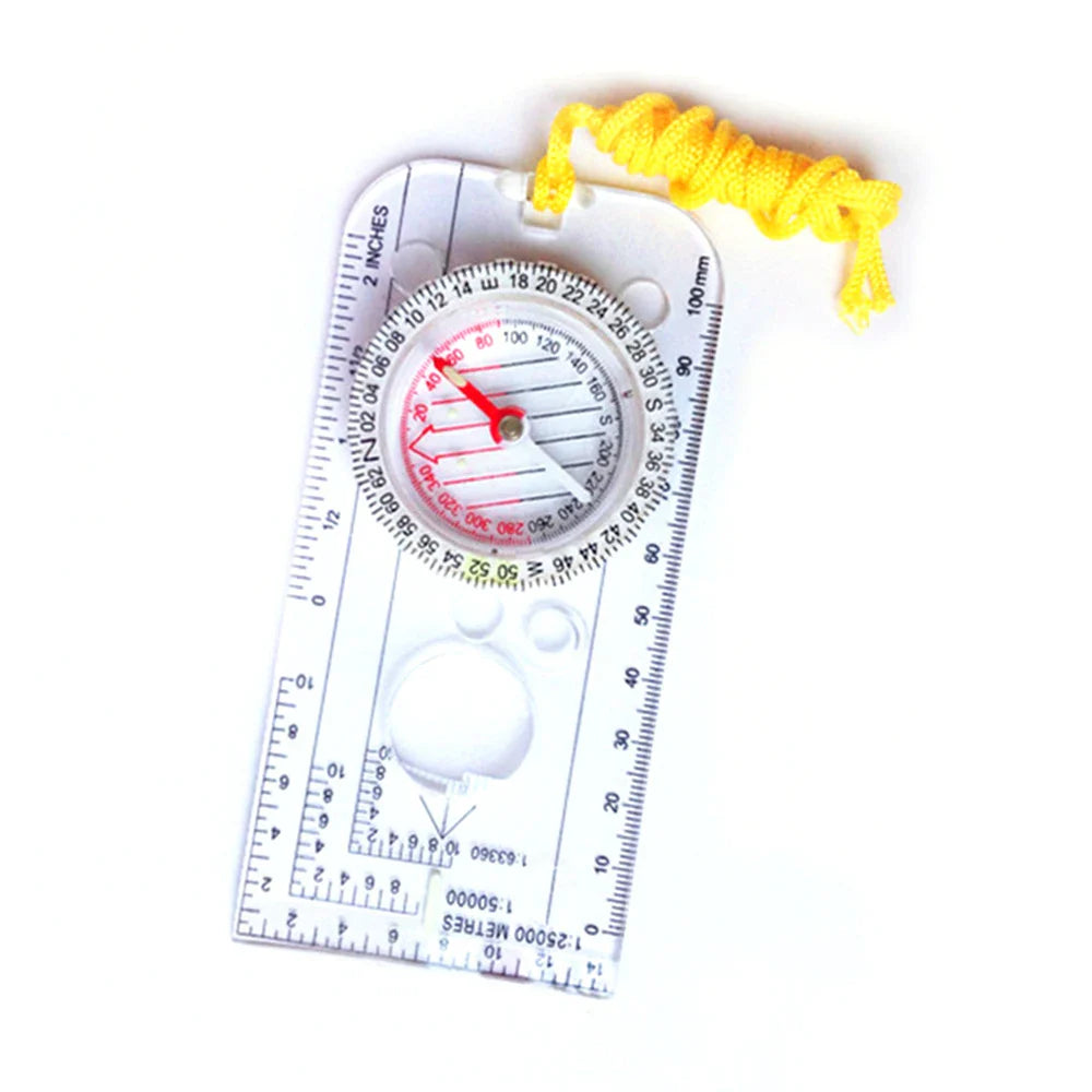 Drawing Scale Compass Navigation Map Reading Ruler Outdoor Camping Hiking Pointing Guide Portable Handheld Compass wholesale