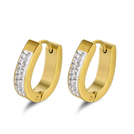 New Trendy Round Hoop Earrings Simple Zircon Stainless Steel Circle Earring For Women Men Punk Party Jewelry Brincos