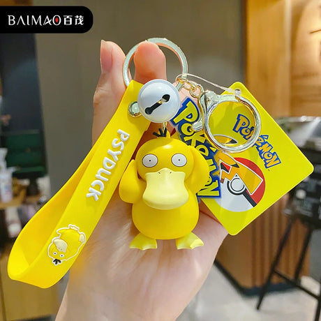 Pokemon Keychain Anime Figures Pikachu Cartoon Key Chain Charmander Psyduck Fashion Bag Keyring Pendant Accessories Toy Kid Gift