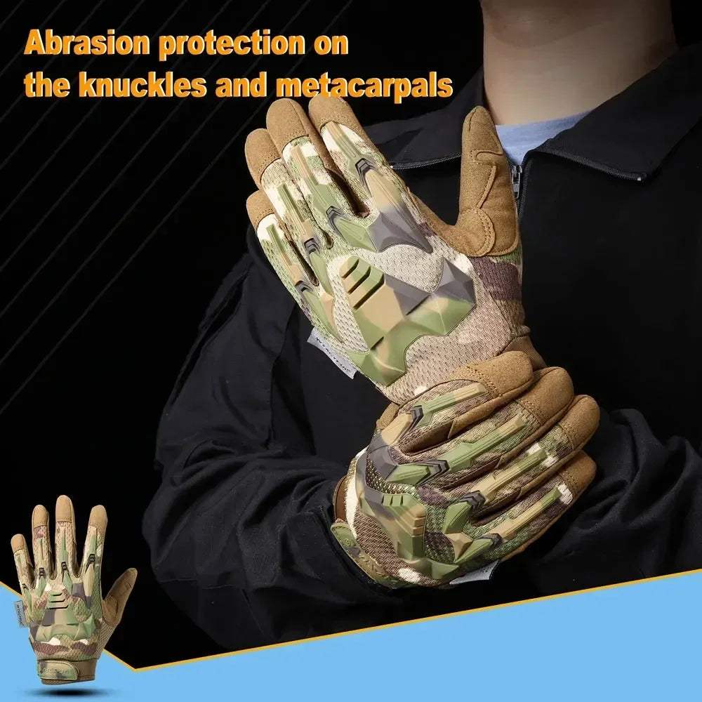 Multicam Tactical Gloves Men Outdoor Hunting Hiking Climbing Sports Army Military Combat Anti-skid Cycling Full Finger Mittens