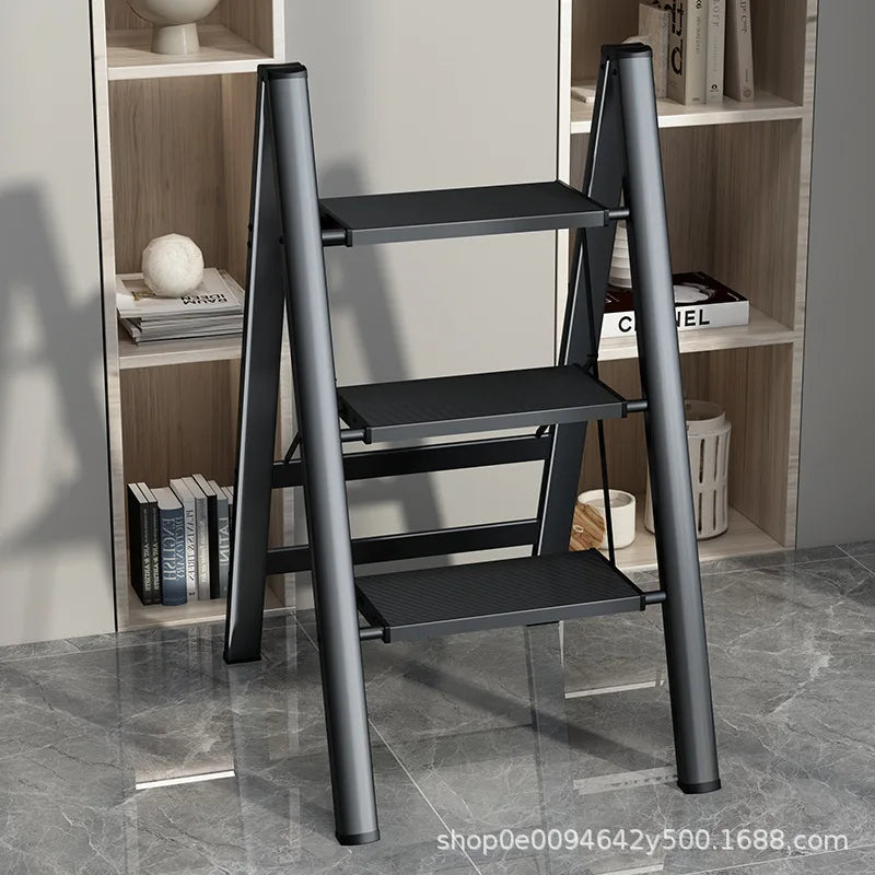 Multi functional folding ladder aluminum alloy high stool kitchen load bearing 300kg step chair widened 3 steps