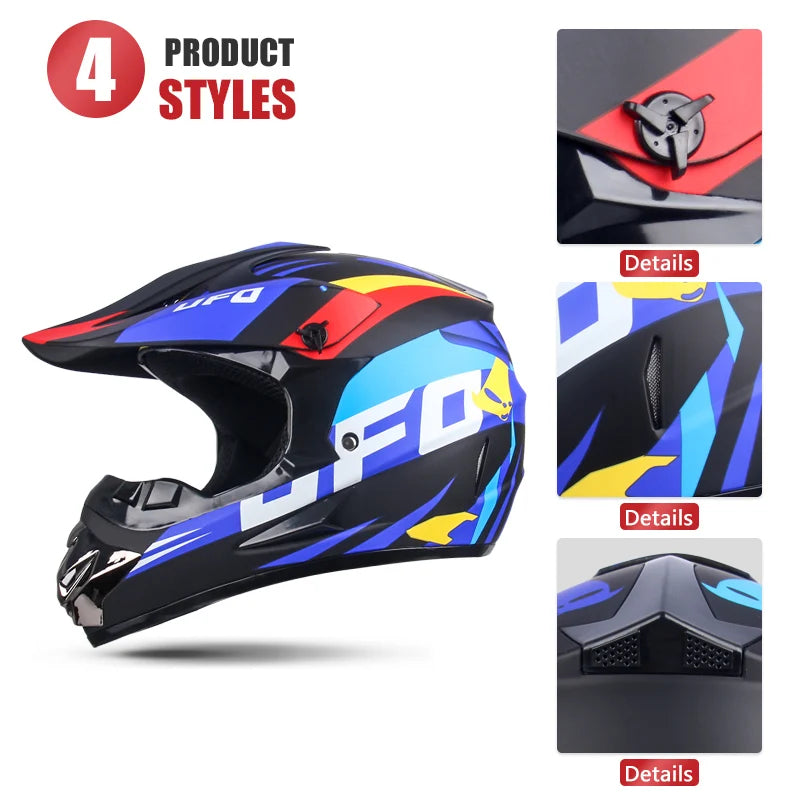 UCHOOSE Motorcycle Helmet Professional Motocross Off Road Helm Children Off-road Casque Capacete De Motocicleta Gift Goggles