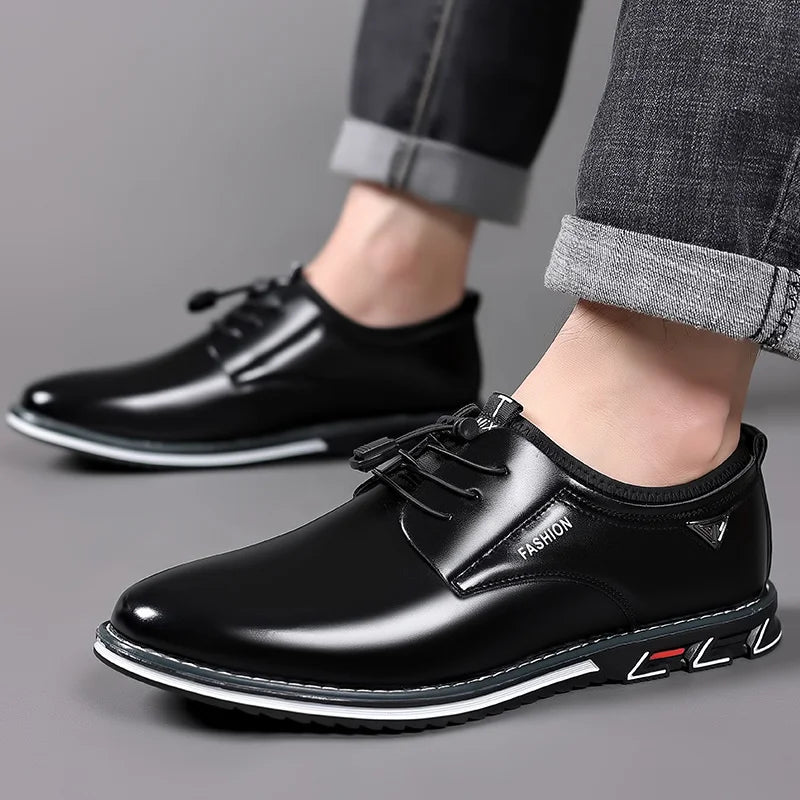 Men Leather Sneakers Plus Size 38-50 Casual Mens Shoes Solid Board Loafers Business Sport Flat Round Toe Light Comfortable 2024