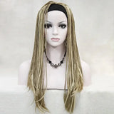 8Color Charm Africa Long Straight 3/4 Half Headband Made Braids Full Wig For Women’s Christmas Halloween Cosplay Costume Wigs