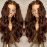 Body Wave Brown Glueless 13x6 HD Lace Frontal Wigs Human Hair Wig #4 Chocolate Brown 13x4 360 HD Full Lace Front Human Hair Wig