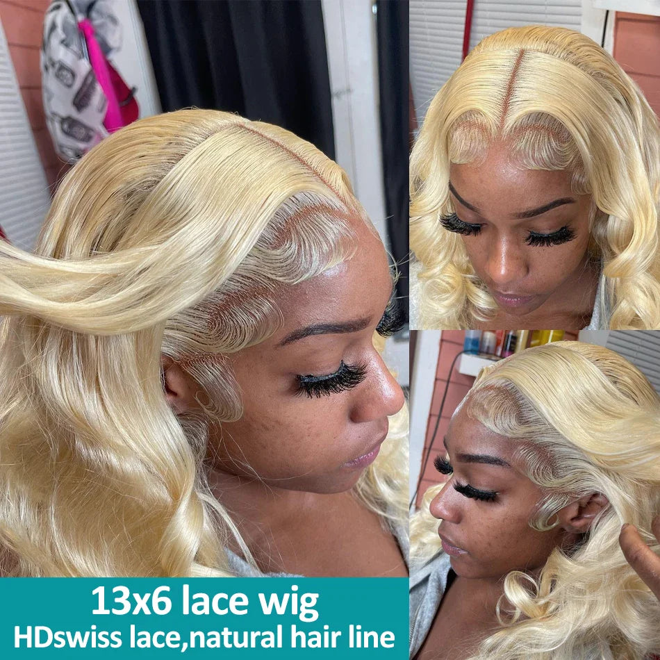 Rosabeauty 13x6 Blonde 613 HD Body Wave Lace Front Human Hair Wigs 5X5 Glueless Ready Wear 13X4 Frontal 250 Density 40 Inch Wig