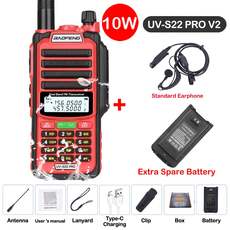 Baofeng UV S22 PRO V2 IP68 Walkie Talkie Waterproof Dual Band 136-174/400-520MHz Ham Radio Upgraded Of UV9R UV5R Pro 50KM Range