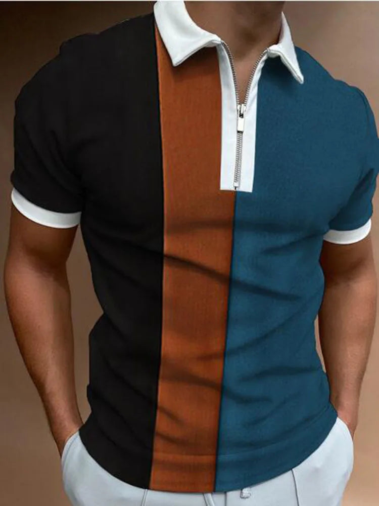 Summer new men's casual short-sleeved Polo shirt office sports stand collar T-shirt men's breathable Polo shirt men's clothing