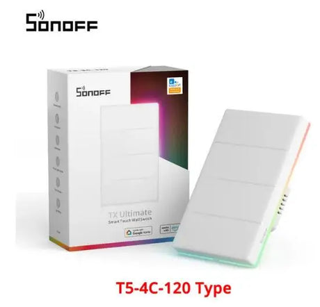 SONOFF T5 Wi-Fi Smart Wall Switch 120 Type Full Touch Access LED Light Multi-Sensory EWeLink Remote Control Via Alexa Google TX