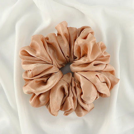 Big Size Shiny Chiffon Scrunchies for Muslim Women Custom Elastic Volumizing Oversized Neat Stitching Malaysian Bunch Hair Tie