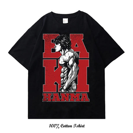 Grappler Baki kyokudai taikai Graphic Print T Shirt Harajuku Vintage Short Sleeve Plus Size Cotton Crew Neck T Shirt Women Men