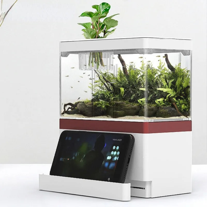 mini fish tank Self circulating fish tank with charging filter desktop living room household water free ecological aquarium