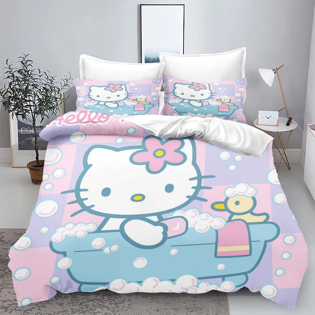 Hello Kitty With Pillowcase Bedding Set Duvet Cover Comforter Sets Universal, Suitable For Children And Adults  Home