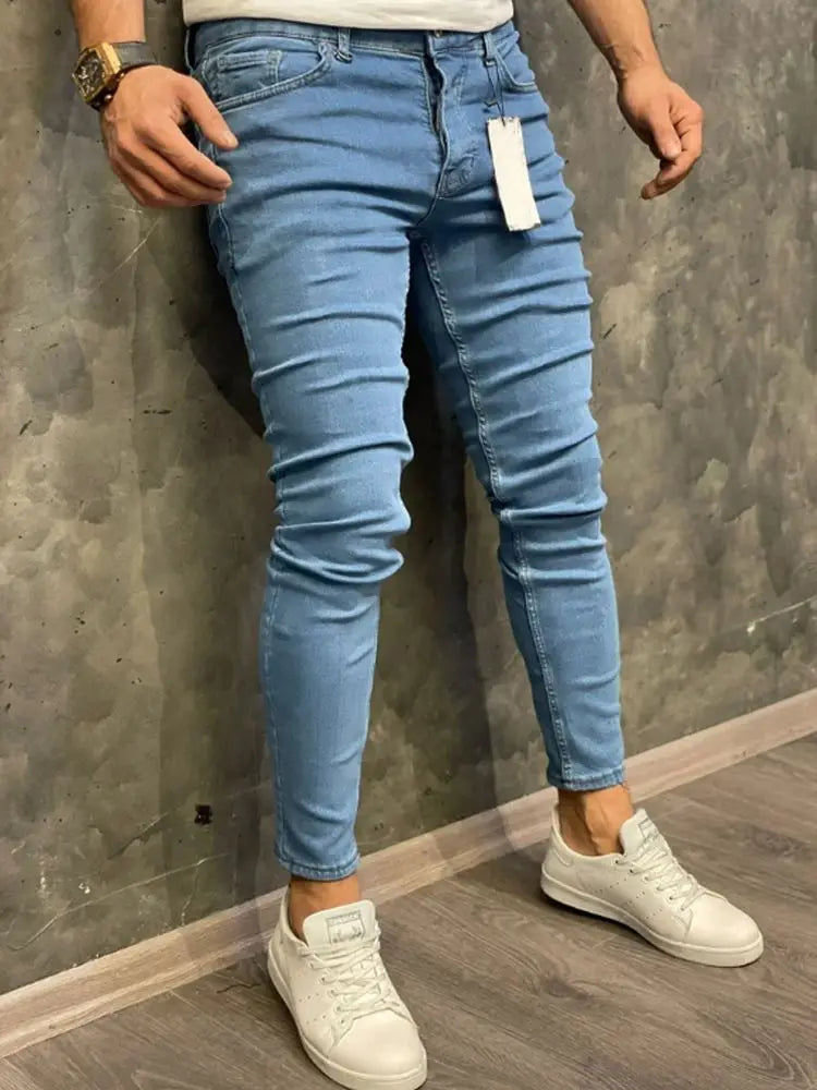 High Quality Stretch Elastic Skinny Jeans Men European American Classic Solid Washed Denim Pant Casual Pantalones Hombre Joggers