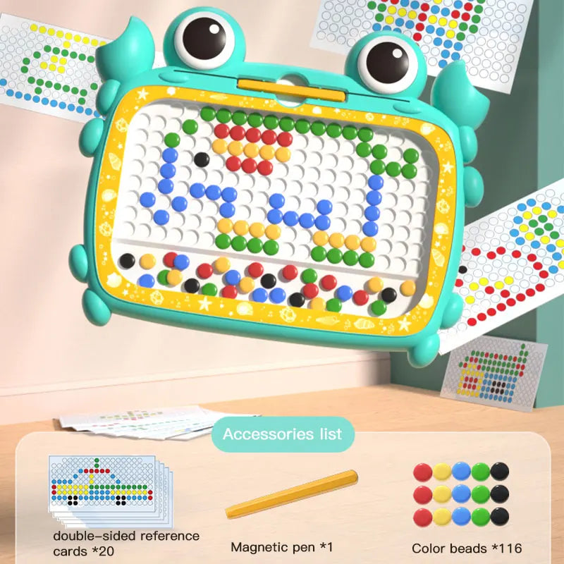 WLtoys 28CM/36CM Magnetic Drawing Board for Kids, Large Graffiti Board with Magnetic Beads and Pen, Cute Crab Toy Gift