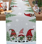 Christmas Snow Tree Gnomes Linen Table Runners Dresser Scarves Table Decor Winter Xmas Dining Table Runners Navidad Decorations