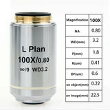 Long Working Distance Infinity Plan Objective Lens 2.5X 5X 10X 20X 50X 100X Metallurgical Microscope Accessory Parts Lens