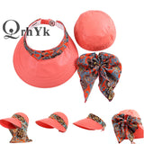 Fashion Women Summer Outdoor Riding Anti-UV Sun Hat Beach Foldable Sunscreen Floral Print Caps Neck Face Wide Brim Hat