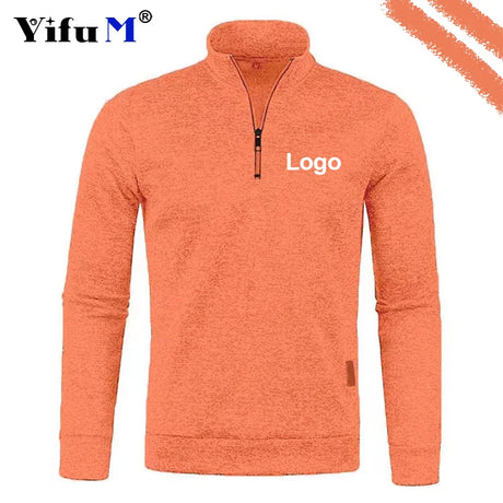 Custom Your Logo Men's Sweatshirts Half Zipper Pullover Male Long Sleeve Flleece Sweater Standcollar Snowflakes Hoodies Men New